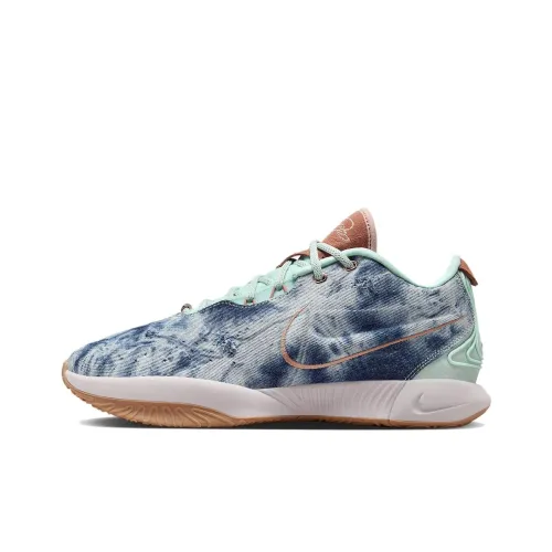 Nike Lebron 21 EP Lebron 21 Low Топ Баскетбольные кроссовки Мужской Ледяной Изумрудно-синий