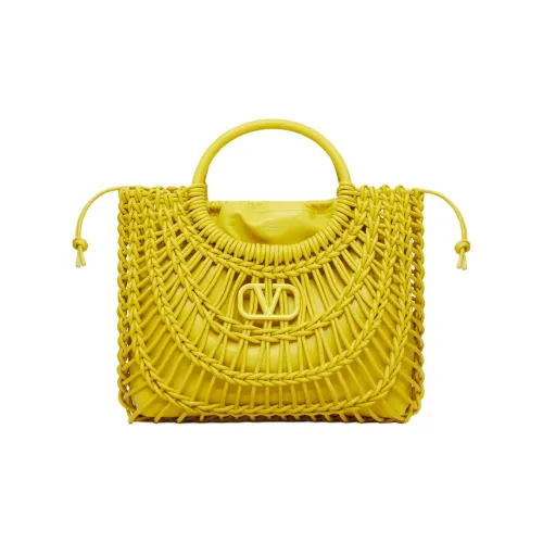 Valentino Ткани вязаные Кожа Тоут Сумка Сумка для покупок Сумка Женские Кедровый Желтый