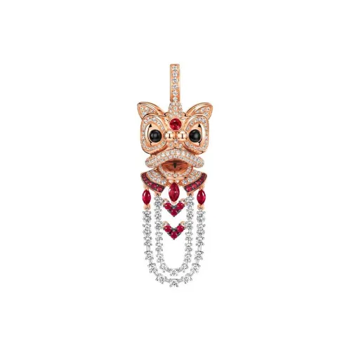 Qeelin 18К Розовое золото Белое золото Ромб Рубин Подвески Женские Розовое золото