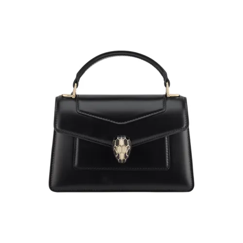 BVLGARI Serpenti Forever Телячья кожа Портативная Сумка через плечо Сумка на плечо Мини Женская Черная