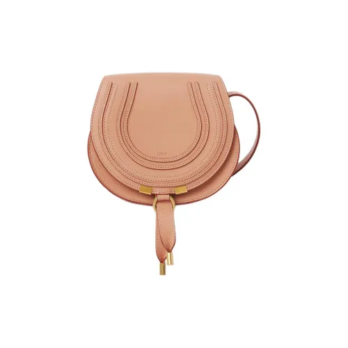Chloe Marcie Телячья кожа с текстурой сумка через плечо Saddle маленькая сумка женский терракотовый розовый