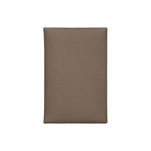 HERMES Calvi Duo Телячья кожа Держатель для карт кошелек Унисекс Слоновой серый