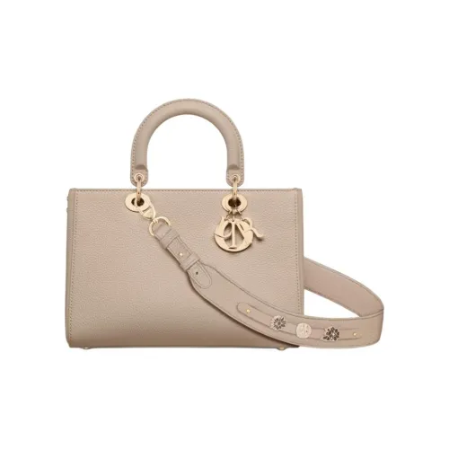 DIOR LADY D SIRE My ABCDior Корова Кожа Сумка Lady Dior Сумка через плечо Сумка среднего размера Женская Rouge Beige