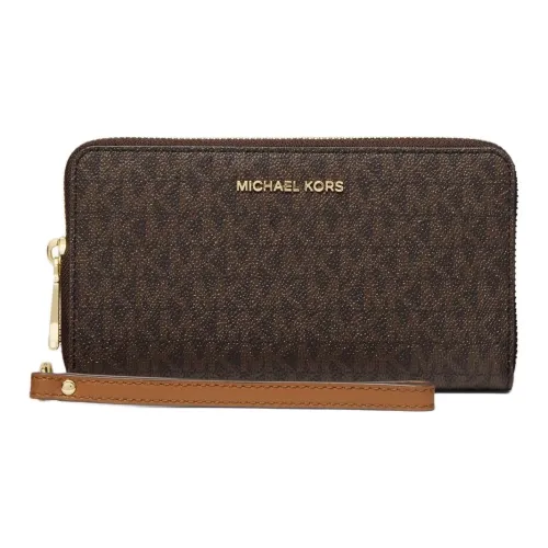 MICHAEL KORS Холст и Кожа Кошелек Большой Женский Темно-Коричневый