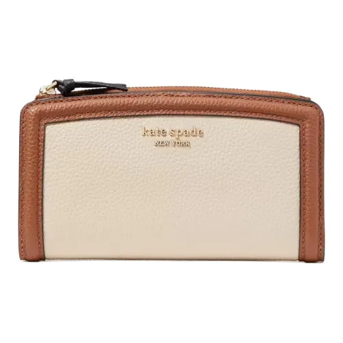 Kate Spade Knott Litchi Grain Leather Wallet Women's Brown Ecru Кейт Спейд Knott Личи Зернистая Текстура Кожа Кошелек Женский Коричневый и Экрю