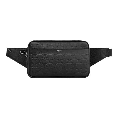 CELINE Triomphe Коровья кожа Sling Сумка Одно плечо Через плечо Бананка Мужской Черный