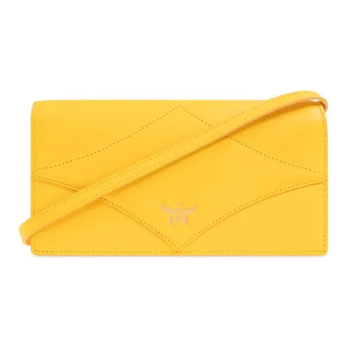 MCM Телячья кожа Сумка через плечо Кошелек Большой Женский Желтый