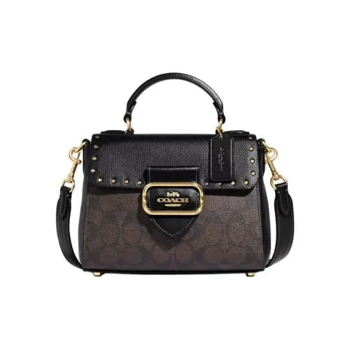 COACH Кожа Сумка через плечо Сумка Маленькая Женская Коричневая и Черная