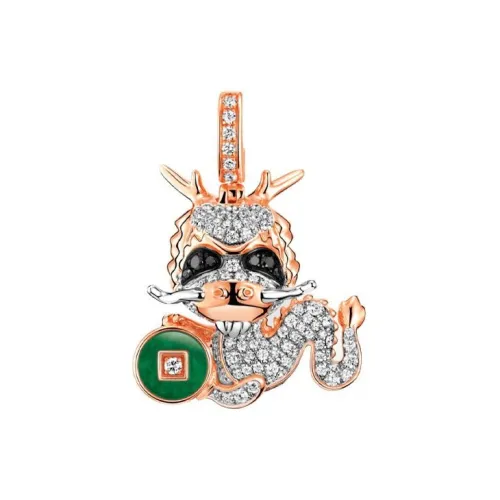 Qeelin 18К Белое золото Розовое золото Ромб Изумруд Подвески Женское серебро