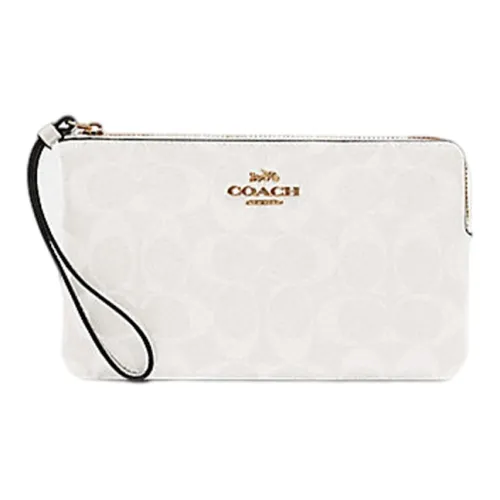 COACH Corner Zip Холст и Кожа Маленькая Сумка Клатч Большая Женская Ледниково-Белая