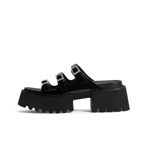 CHARLES KEITH Слипоны Женские Черный Патент Черный Коньячный бренди