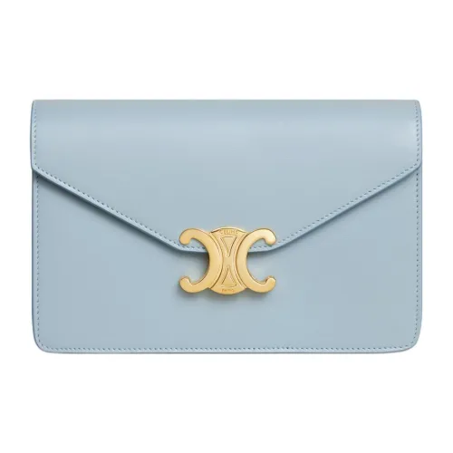 CELINE Телячья кожа Сумка через плечо Кошелек Женский Светло-синий