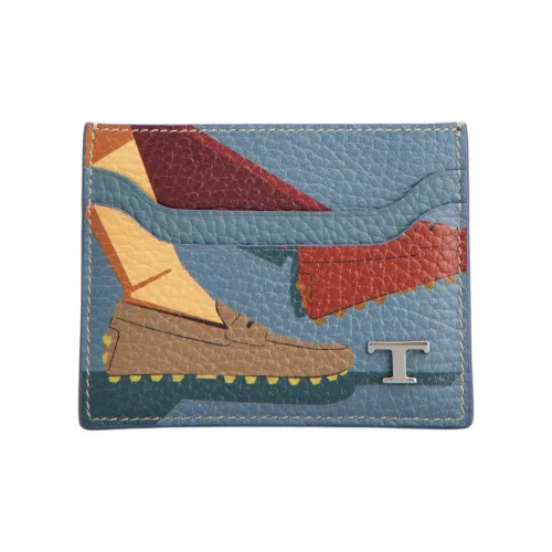 TOD'S Телячья кожа Держатель для карт Держатель для карт Мужской Оранжевый Светло-синий Коричневый