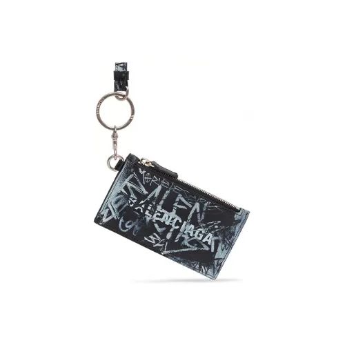 Balenciaga Cash Sheepskin Leather Lanyard Card Holder Women's Black White Баленсиага Cash Овчина Кожа Шнурок Держатель для Карт Женские Черный Белый