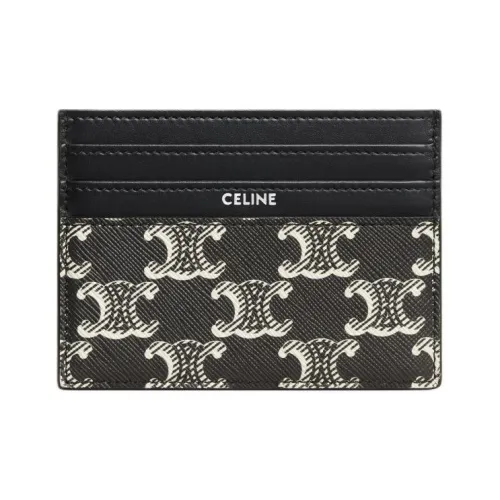 CELINE Коровья кожа Держатель для карт Большой Мужской Черный Белый
