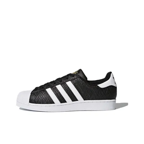 Adidas Originals Superstar Амортизация Ударостойкость Низкий Топ Скейтборд Кроссовки Унисекс Черный