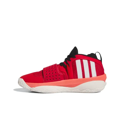 Adidas Dame 8 Extply Устойчивый к истиранию Амортизация MID Топ Баскетбольные кроссовки Унисекс Красный