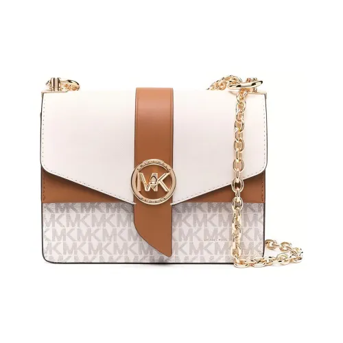 MICHAEL KORS Кожа Конверт Сумка Сумка через плечо Маленькая Женская Белая и Коричневая