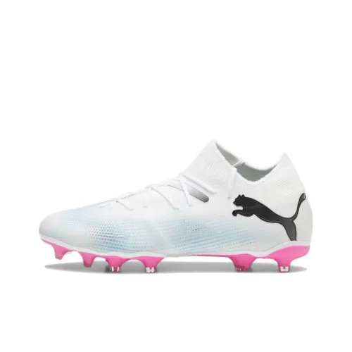 PUMA Future Match AG Искусственная трава FG Твердый грунт Устойчивый к истиранию Футбольные бутсы Унисекс Белый Розовый