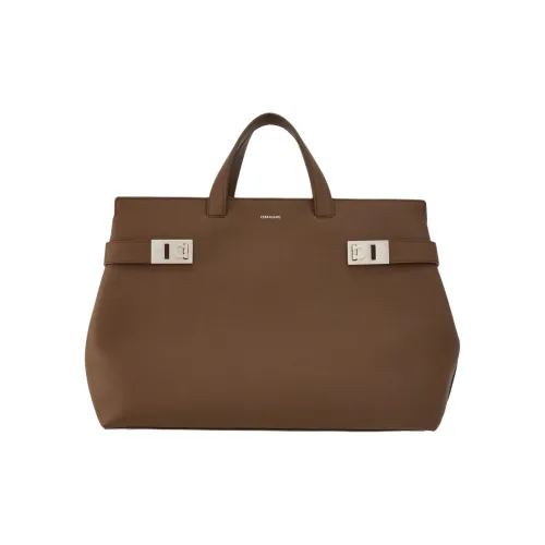 FERRAGAMO Телячья кожа Тоут Сумка Сумка для покупок Сумка через плечо Сумка Мужская Глина