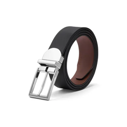 Ecco Заостренный носок с Ласточкин хвост и передний тисненый логотип бренда шпилька кожа ремни мужской черный