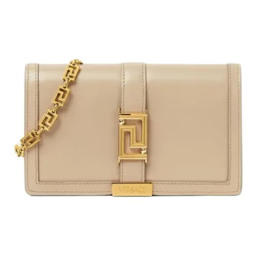 VERSACE Greca Goddess Телячья кожа Одно плечо Через плечо Клатч Мини Женский Бежевый