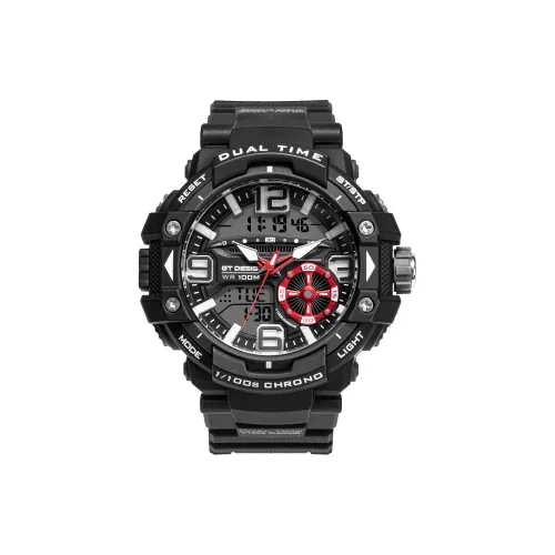 GT DESIGN Черный Воин Электронные Механические Часы Мужские Часы Черный Циферблат