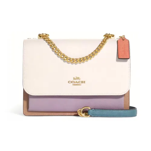 COACH Klare Коровья кожа Аккордеонная сумка Сумка через плечо Маленькая Женская Белая и Фиолетовая