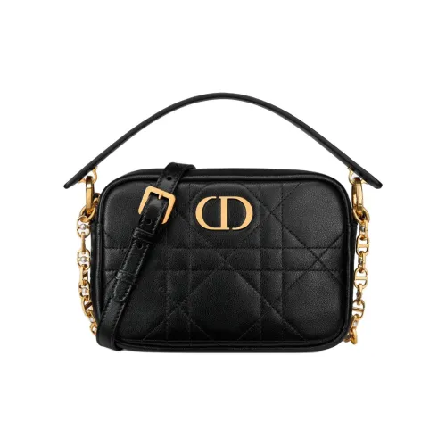DIOR Caro Коровья кожа Camera Сумка Портативная сумка через плечо Маленькая женская черная