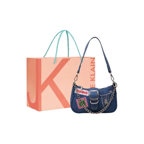 JANE KLAIN Деним Холст Плечевая сумка Стандартная Женская Черный Деним Синий