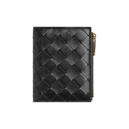 Bottega Veneta Lambskin с Calfskin Кошелек Маленький Женский Черный