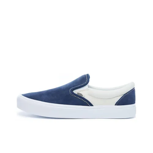 Vans Slip On Легкий Низкий Топ Скейтборд Кроссовки Унисекс Белый Синий