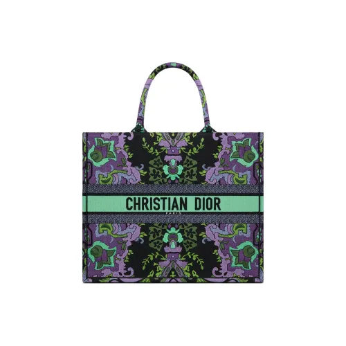 DIOR BookTote Вышивка Тоут Сумка Сумка для покупок Сумка Большая Женская Фиолетовая Многоцветная