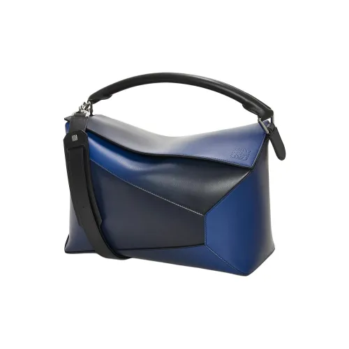 LOEWE Пазл Шелк Коровья кожа Сумка через плечо Сумка Большая Мужская Морской синий