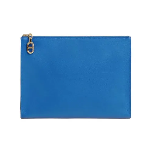 HERMES Zipengo Evercolor Телячья кожа Косметичка Большая Мужская I7 BLEU Мозаика Синий