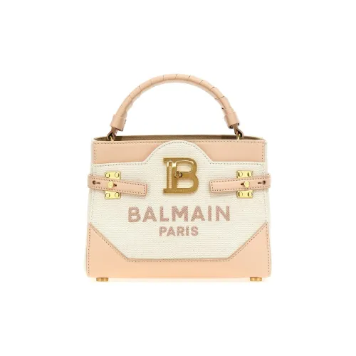 BALMAIN B Buzz Кожа Панельная Холст Сумка через плечо Сумка Женская Розовая