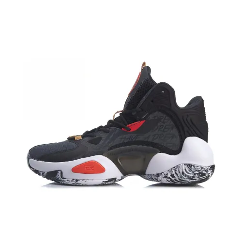 LINING Power 6 V2 Амортизаторы Shock Resistant MID Баскетбольные кроссовки Мужские Черные Красные