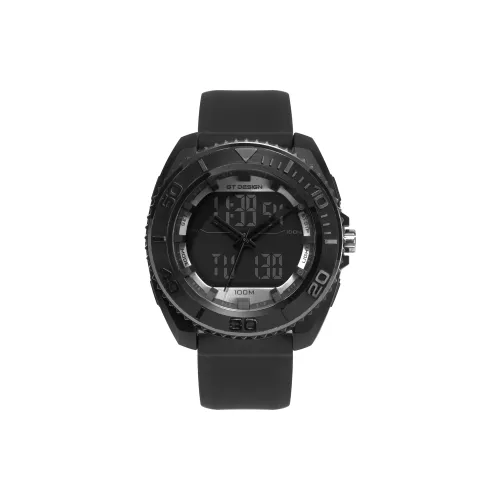 GT DESIGN Черный Warrior Кварцевый Механизм Силиконовый Ремешок Часы Мужские Часы Черный Циферблат GTS040