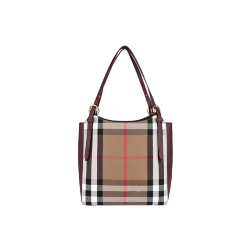 Burberry Canvas Soft Leather Tote Bag Shopping Bag Tote Canvas Small Women's Mahogany Red Burberry Холст Мягкая Кожа Тоут Сумка Сумка для покупок Сумка Холст Маленькая Женская Махагоново-красная