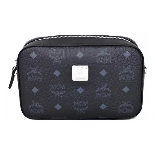 MCM Visetos PVC Camera Сумка Маленькая Квадратная Сумка Сумка через плечо Сумка на плечо Стандартная Женская Черная