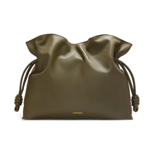 LOEWE Napa Голень Кожа Одно плечо Клатч Большой Женский Темно-хаки Зеленый