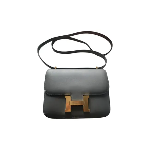 HERMES Constance Swift Кожа Сумка через плечо Мини Женские Дождевой облачный серый цвет