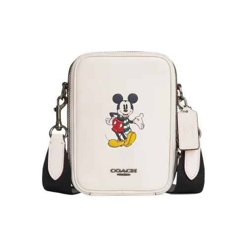 COACH X DISNEY Stanton Коровья кожа Сумка через плечо Маленькая Мужская Белая