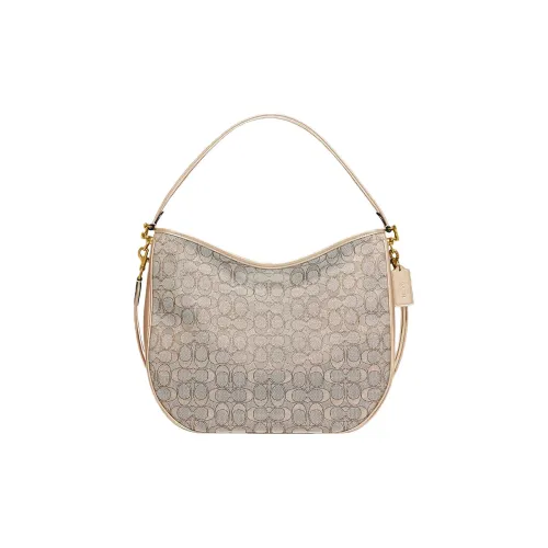 COACH Canvas с кожаными вставками сумка через плечо женская экрю