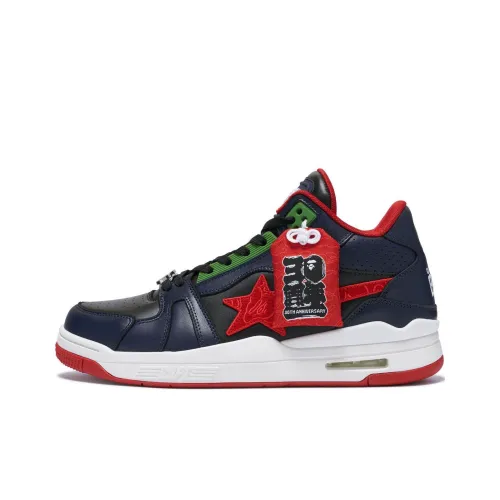 A BATHING APE Clutch Sta 30 Anniversary Low Top Скейтборд Кроссовки Женские Черный Синий