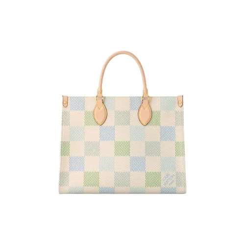 LOUIS VUITTON ONTHEGO Кожа Jungle Сумка Тоут Сумка Сумка для покупок Сумка Обычная Женская Светло-Коричневый и Бежевый