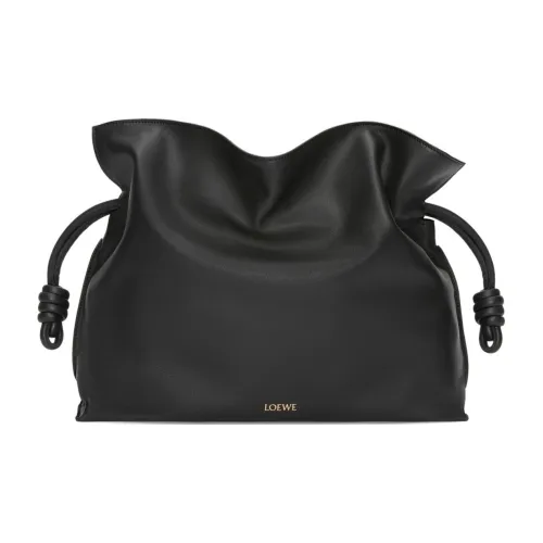 LOEWE Flamenco Napa Голень Кожа Одно плечо Клатч Большой Женские Черный