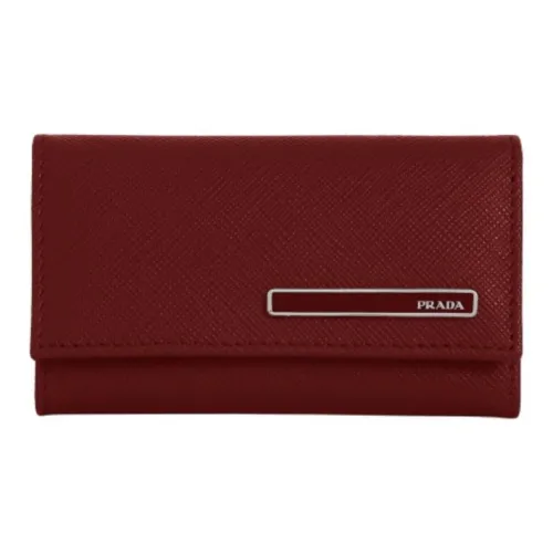 PRADA Saffiano кожа кошелек Key Pouch женский бордовый