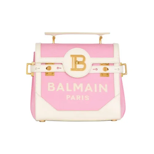BALMAIN B Buzz Холст с кожей Сумка из холста Сумка через плечо Женская Розовая
