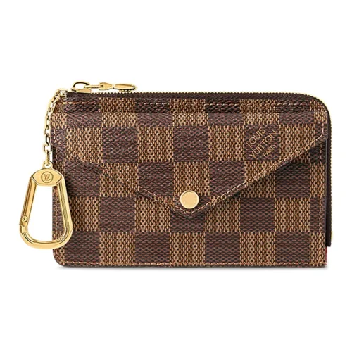 LOUIS VUITTON Покрытый холст Картхолдер Женский Коричневый и Красный